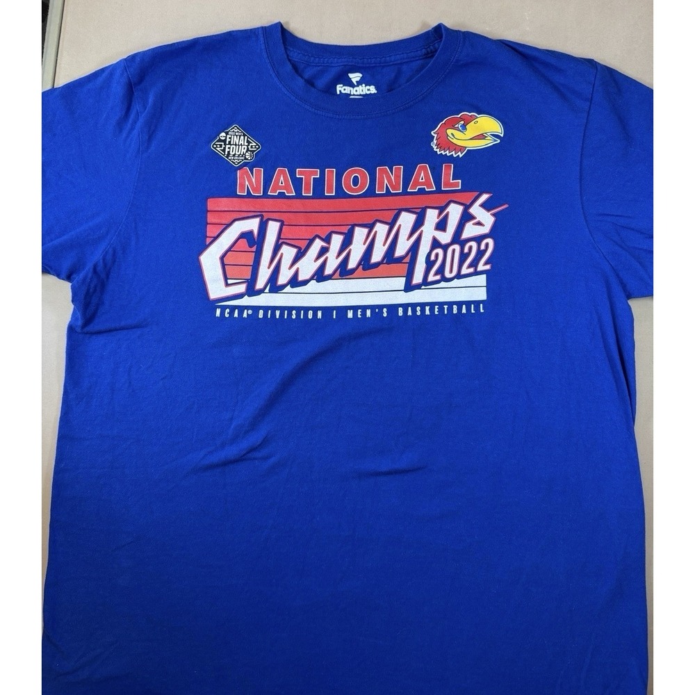 Fanatics Kansas Jayhawks 2022 National Champs T-Shirt Mens Large Blue NCAA